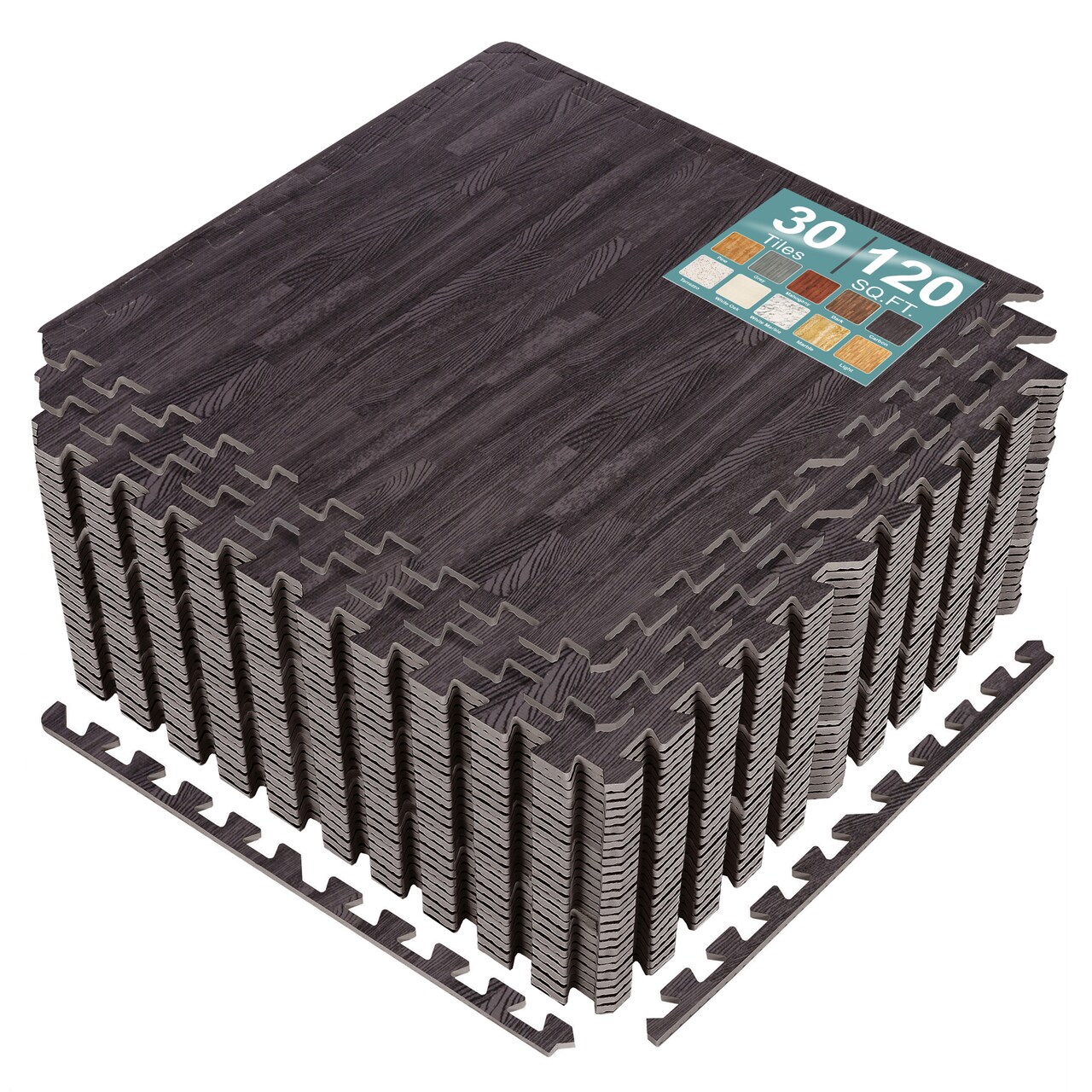 Sorbus Wood Grain Floor Tiles Foam Mat EVA Interlocking Mats Tile 3/8-Inch Thick Flooring Wood Puzzle Exercise Mats w/ Borders